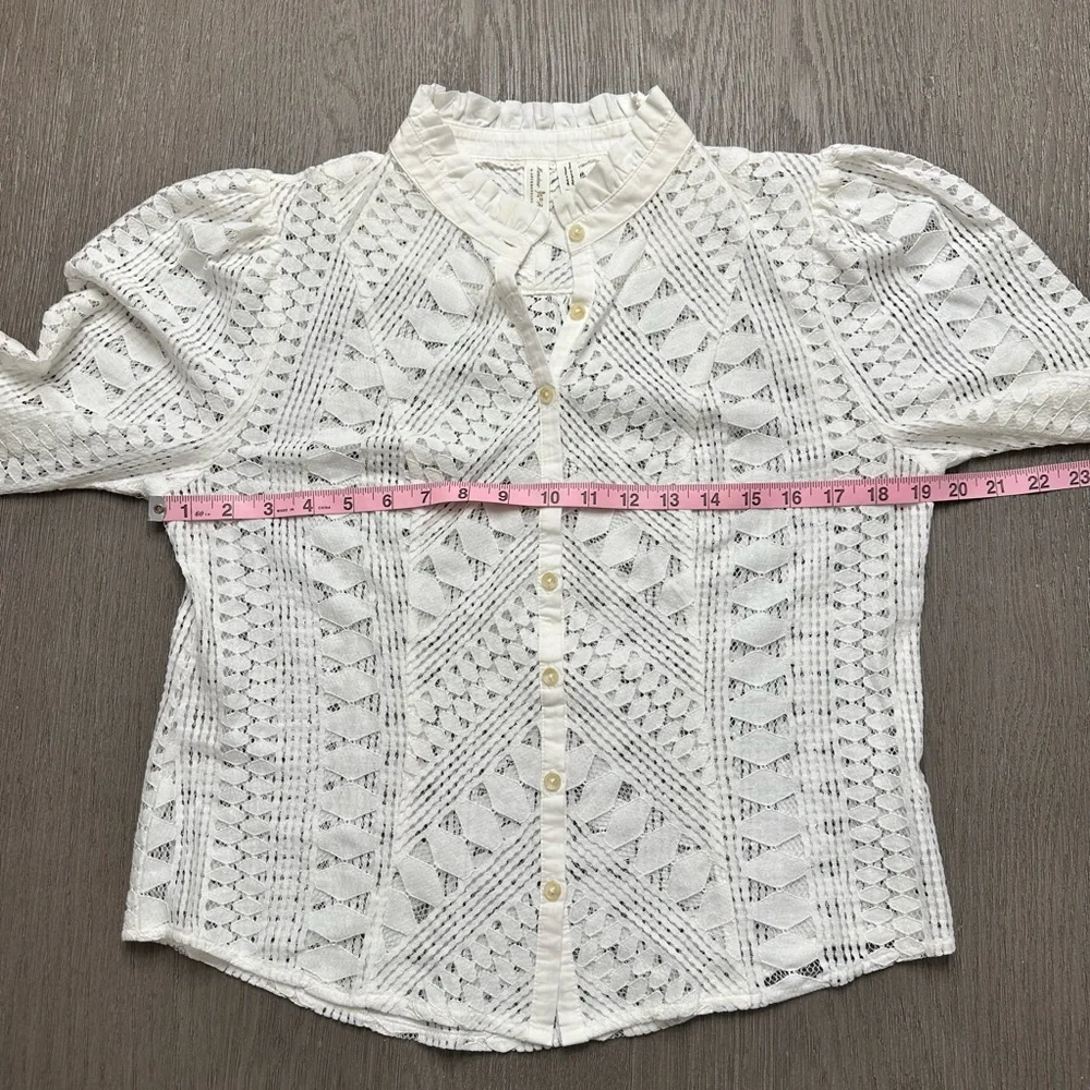 Anthropologie Meadow Rue Lace Button-Down Blouse | Size 6 - Picture 3 of 10